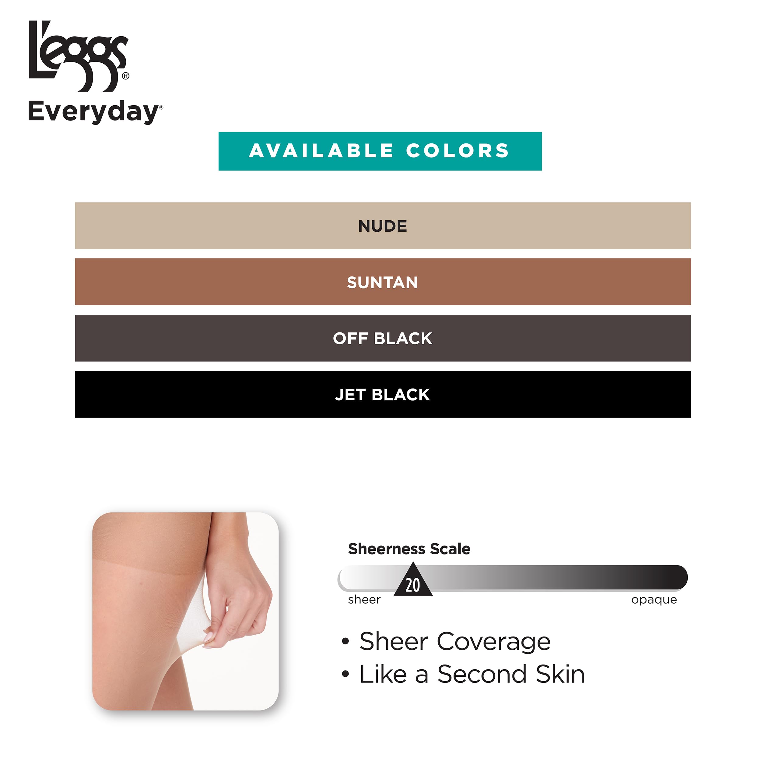 L'eggs Everyday Standard-Panty Sheer Toe Pantyhose for All Day Comfort, 100% Nylon, Nude, Size B (Pack of 8)