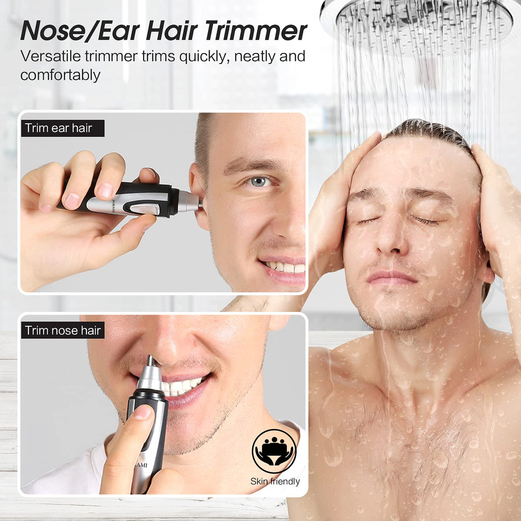 Ear and Nose Hair Trimmer Clipper - 2025 Professional Painless Eyebrow & Facial Hair Trimmer for Men Women, Battery-Operated Trimmer with IPX7 Waterproof, Dual Edge Blades for Easy Cleansing Black