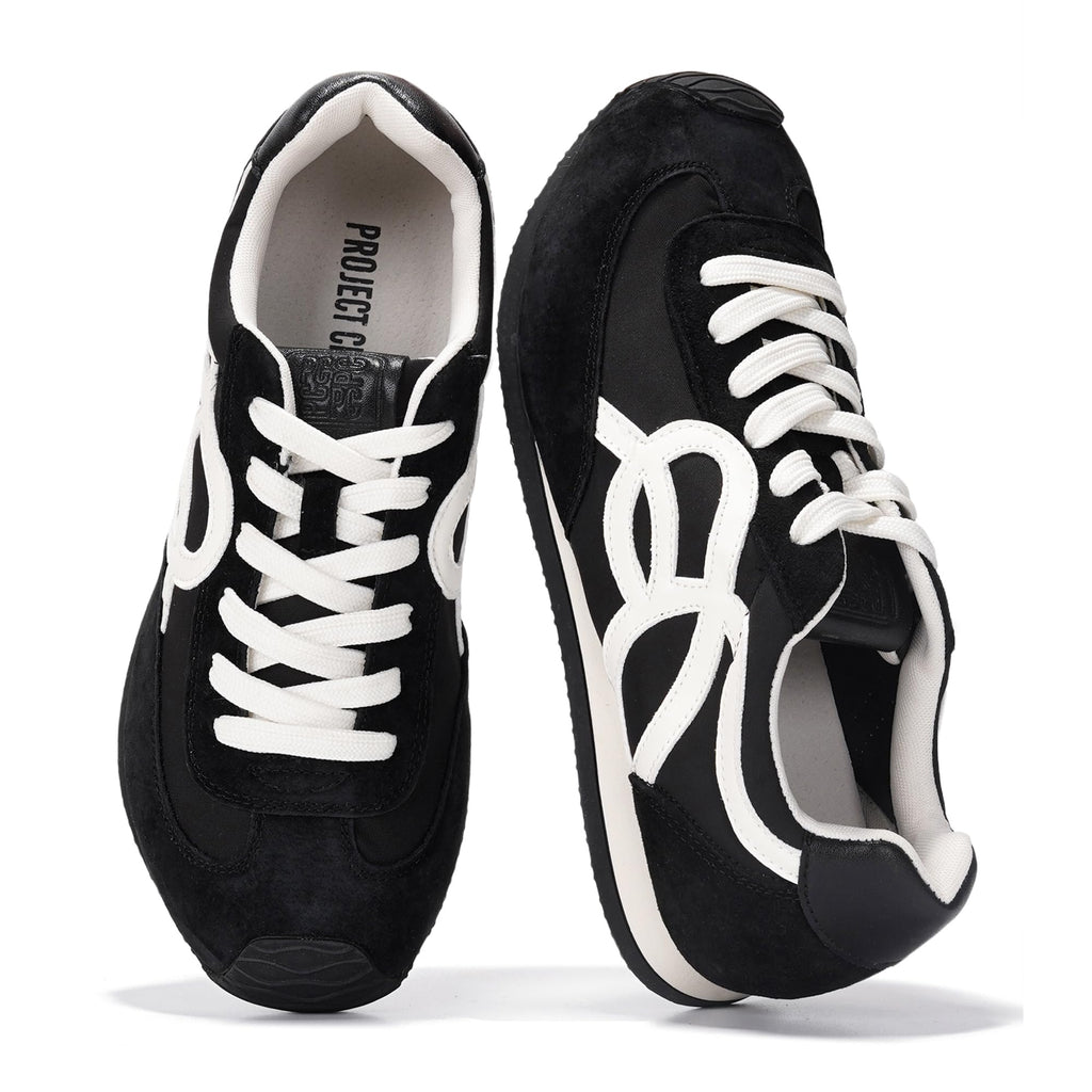 Project Cloud Womens Shoes with Leather Memory Foam Insole Trendy Sneakers for Women - Lightweight & Non-Slip Womens Sneakers Walking Shoes for Women Footwear(Lowy,BLK,6.5)