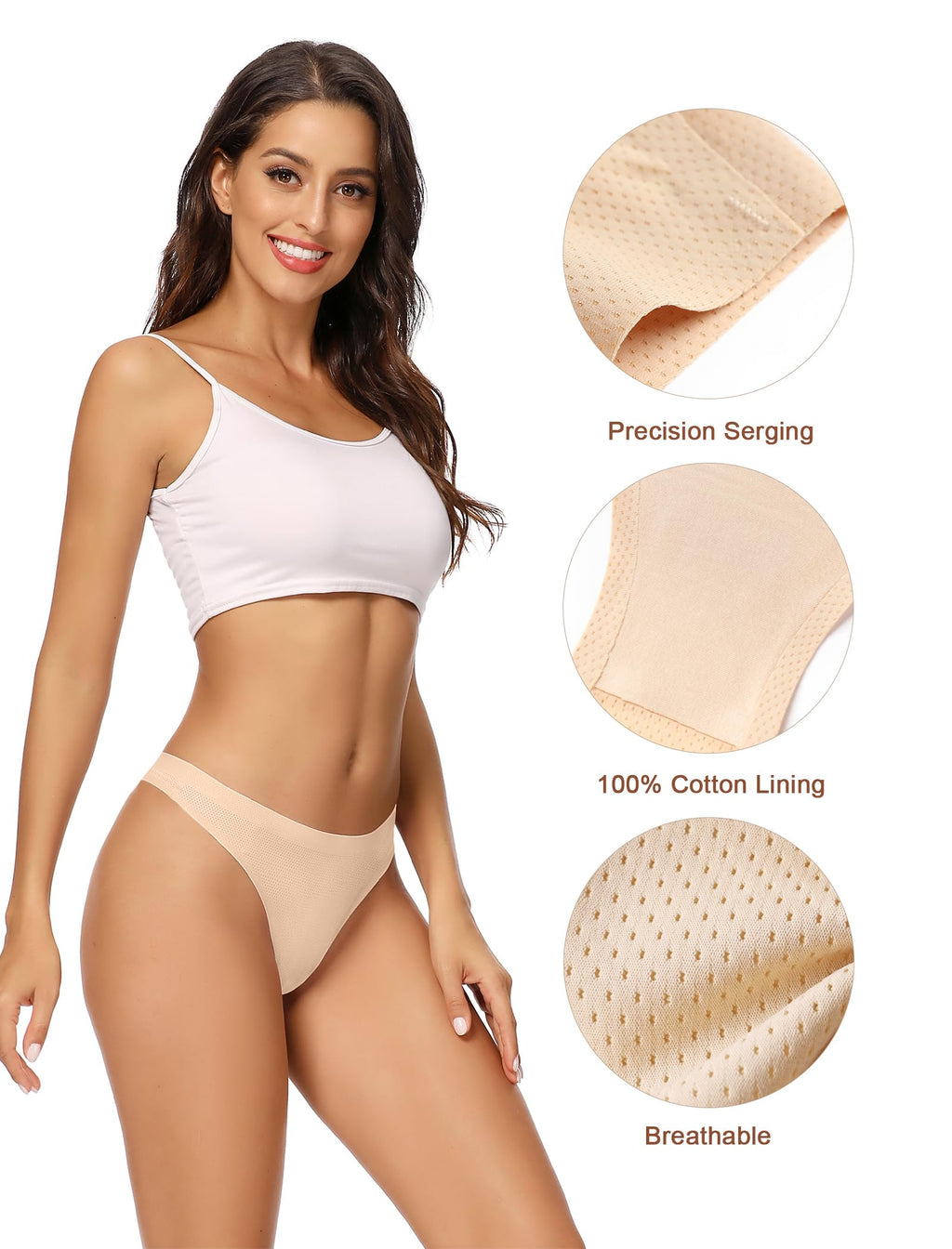 voenxe Women Bikini Underwear,Seamless Breathable Ladies Panties,No Show Comfortable Briefs Undies for Women,Hipster,5-Pack