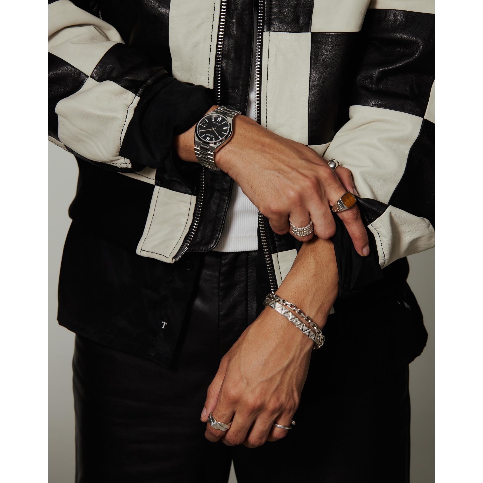 Citizen Men's Automatic Tsuyosa Sport Luxury Watch, Silver-Tone Stainless Steel, Black Dial, 3 Hand with Date, 42 Hour Power Reserve (Model:NJ0150-56E)