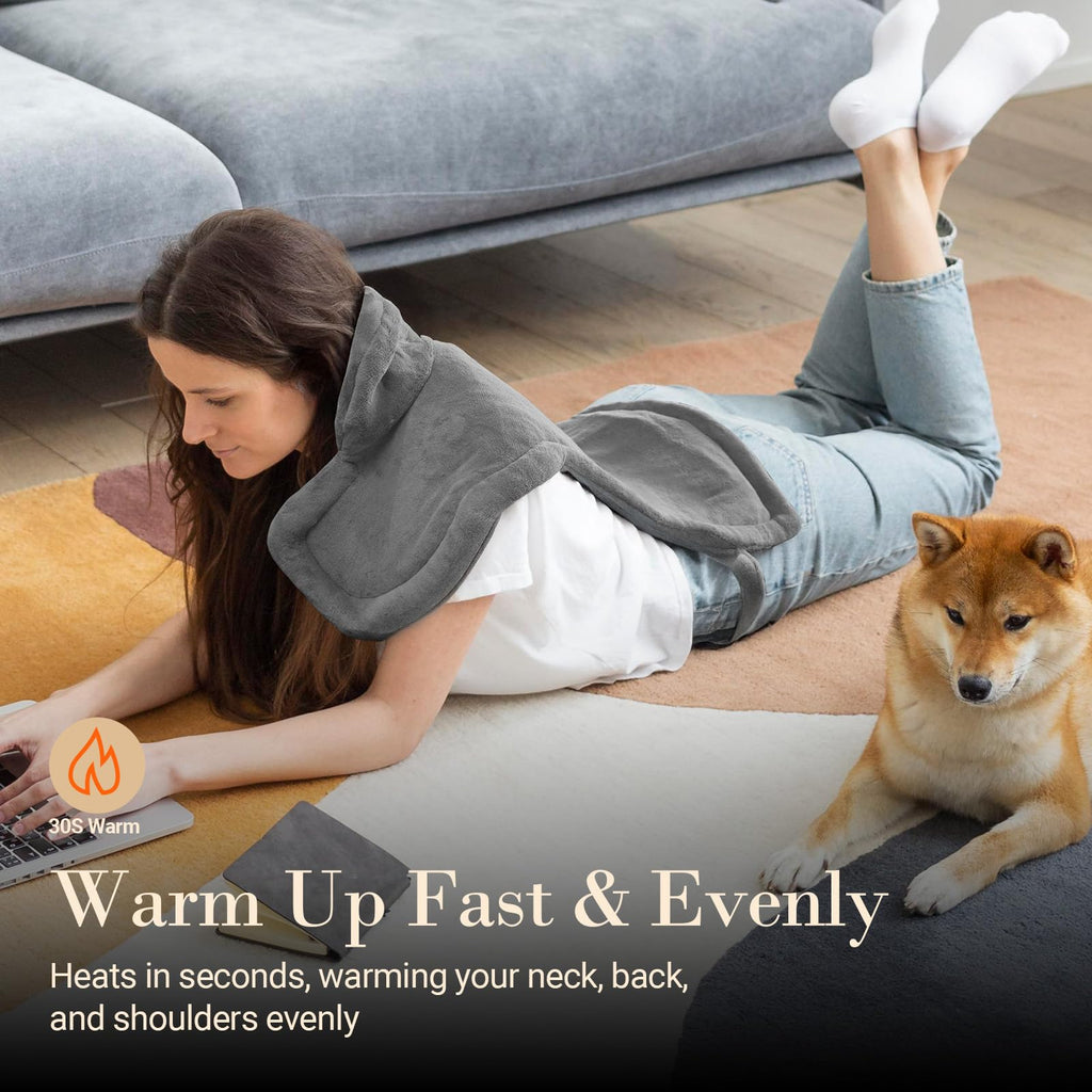 Comfier Large Heating Pad for Back, FSA Eligible HSA, Soft Flannel Fast Heating Pads for Neck and Shoulders, Electric Heated Wrap, 3 Heat Levels & 90-Mins Auto Shut Off, Gifts for Mom Dad Women Men