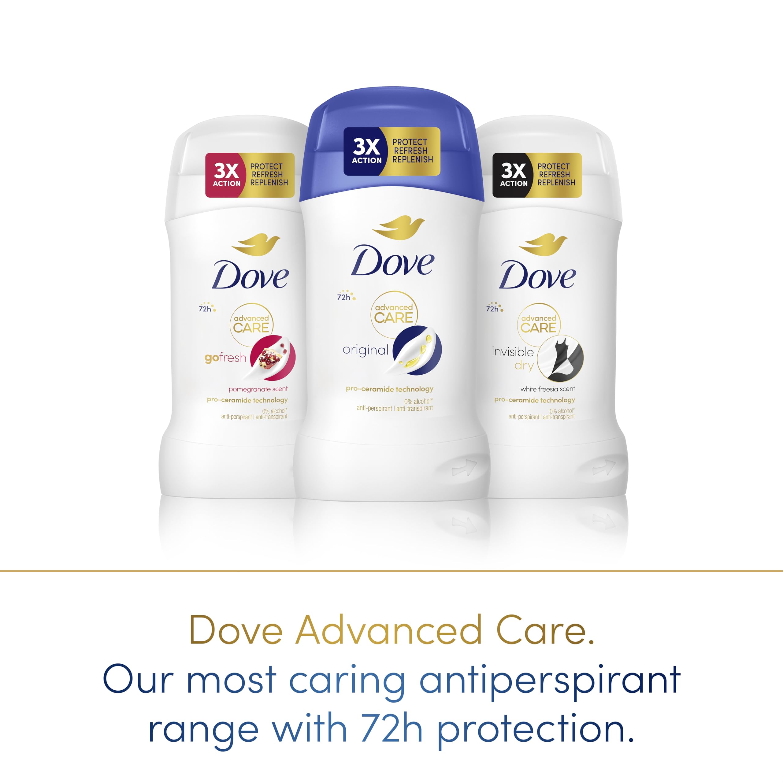 Dove Advanced Care Invisible Dry Anti-Perspirant Cream Women's Deodorant Stick with pro-ceramide technology for 72 hours sweat protection 50 ml