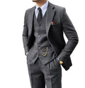 Herringbone Tweed 3 Piece Mens Suits Wool Blend Formal Party Dinner Tuxedo Set Business Suit Jacket Blazer Vest Pants for Men Grey Gray M