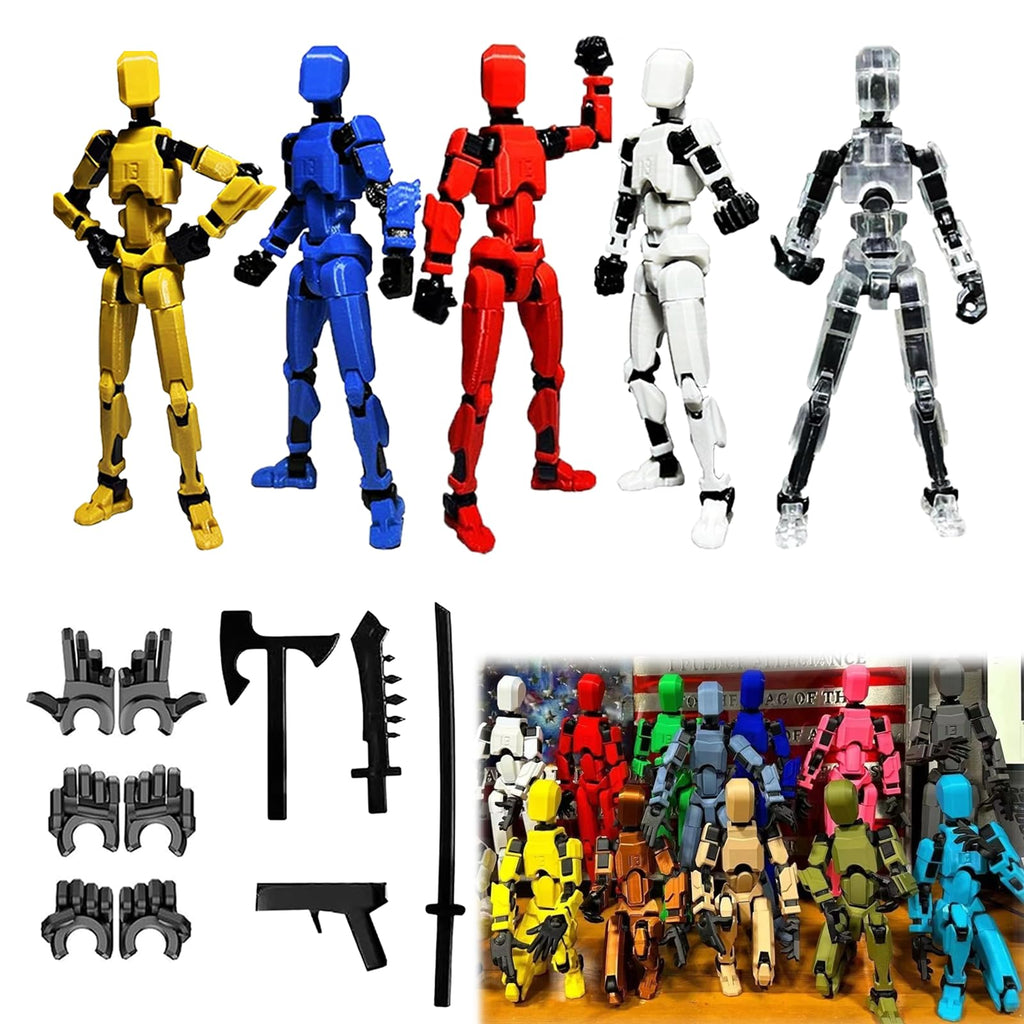 Dumwick Assembly Completed Titan 13 Action Figure Set,Titan 13 Robot Action Figures 3D Printed Multi Jointed Movable,Nova 13 Action Figure,Decorations for Action Figures (5pcs,Assembly Completed)