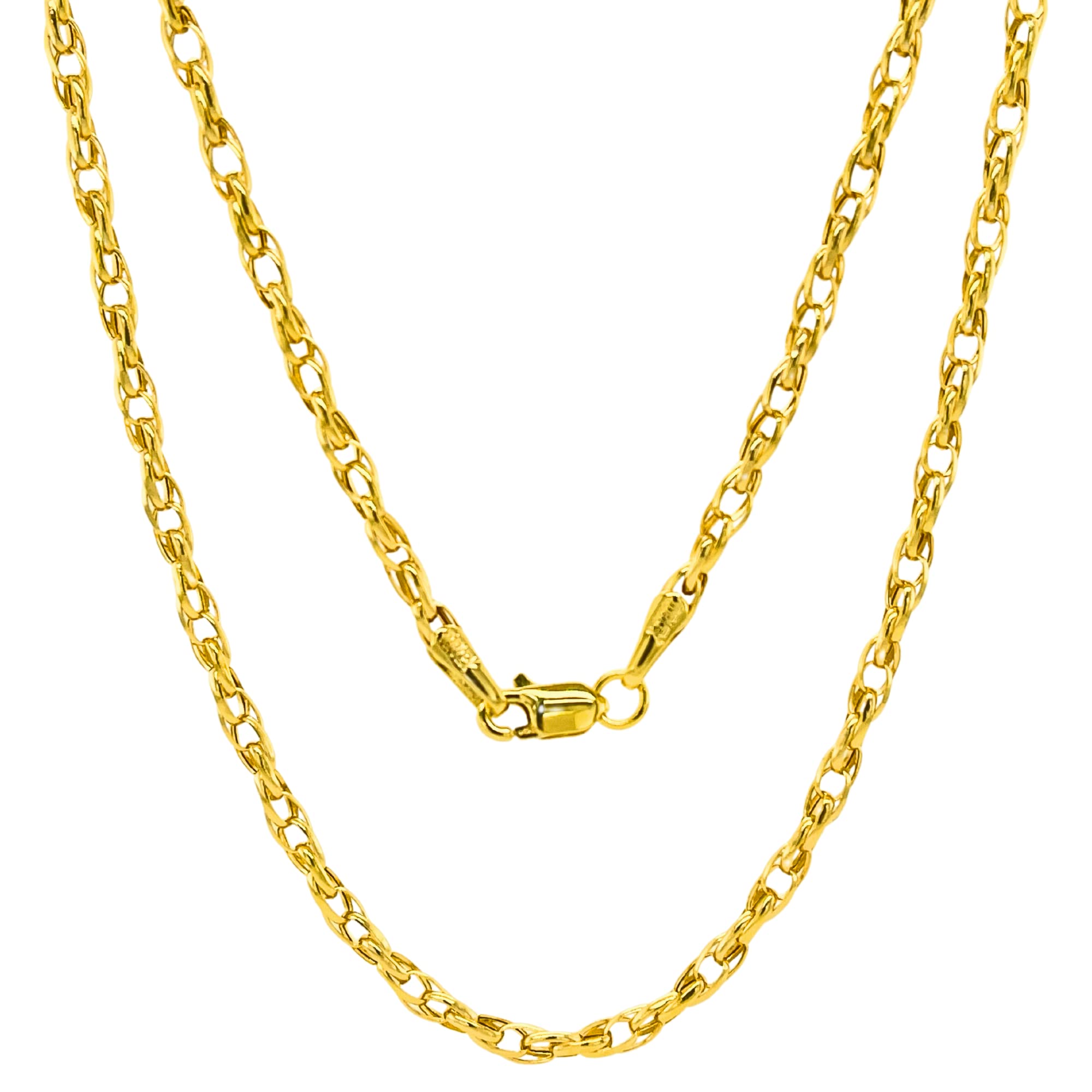 JEWELHEART 10K Real Gold Twisted Necklace For Women - 2.2mm Diamond Cut Braided Choker Link Chain - Dainty Yellow Gold Pendant Necklace with Lobster Clasp 14"