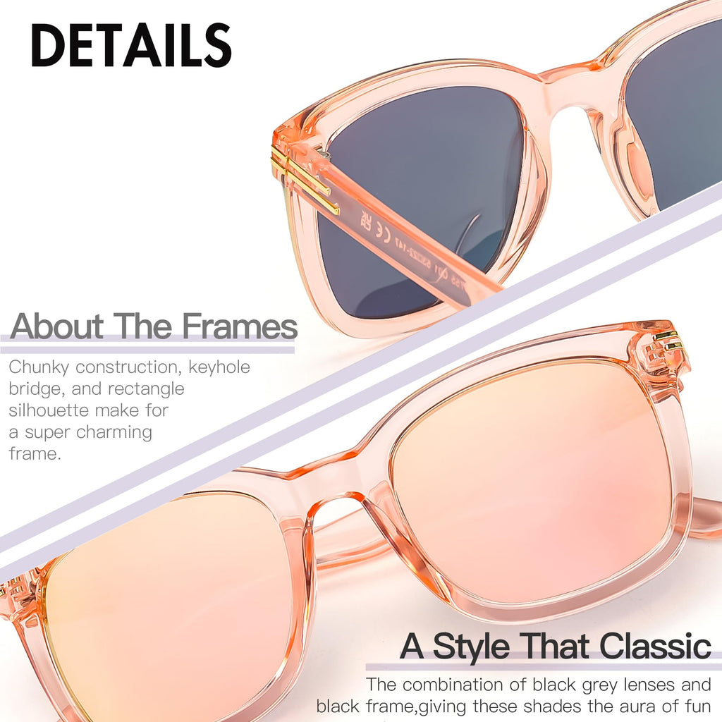 SIPHEW Polarized Sunglasses for Women/Men|Large Frame Sunglasses w UV400 Protection| Oversized Square S Mirrored Shade