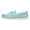 HEYDUDE Women's Harbor Breeze Lo Washed Twill Classic Boat Shoe | Harbor Green | Size 8 | Lightweight Slip-On Loafer