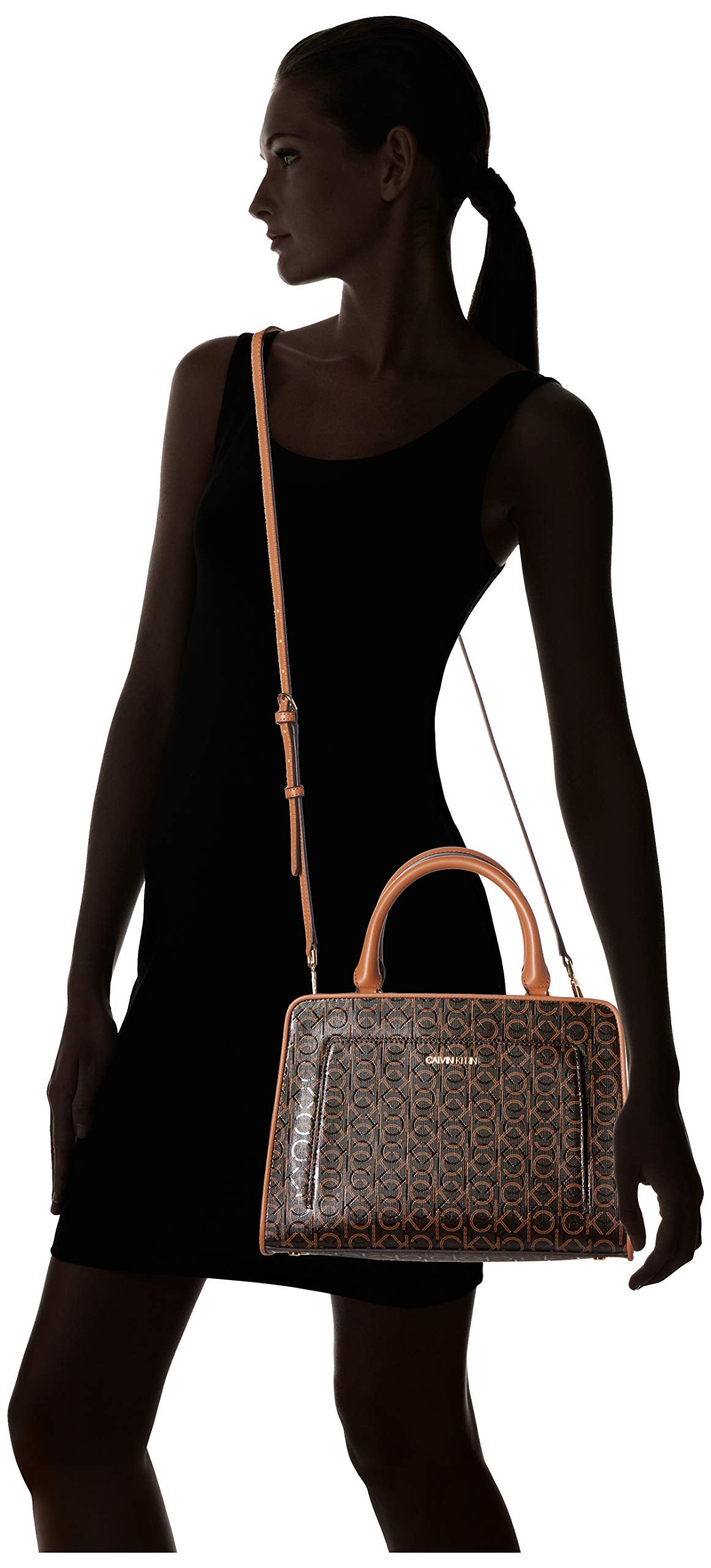 Calvin Klein Margot Textured Logo Emboss Satchel