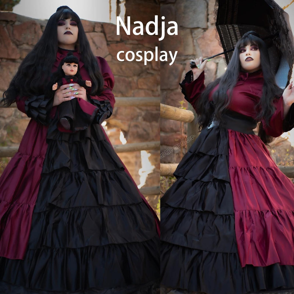 GRACEART Women Gothic Victorian Rococo Dress Costumes Wine red L