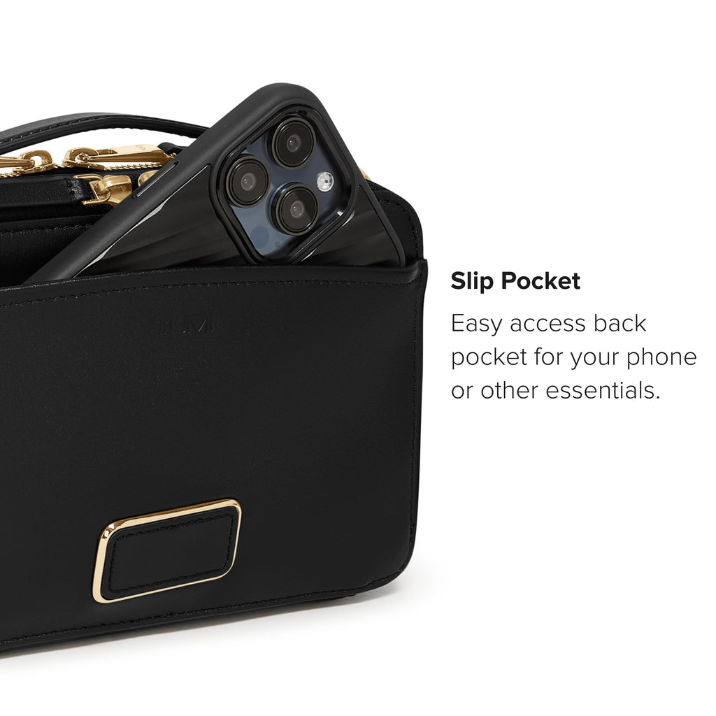 TUMI - Voyageur Myla Crossbody - Stylish Shoulder Bag with Key Leash, Card Pockets & More - Everyday Women's Purse - Black, Light Gold Hardware