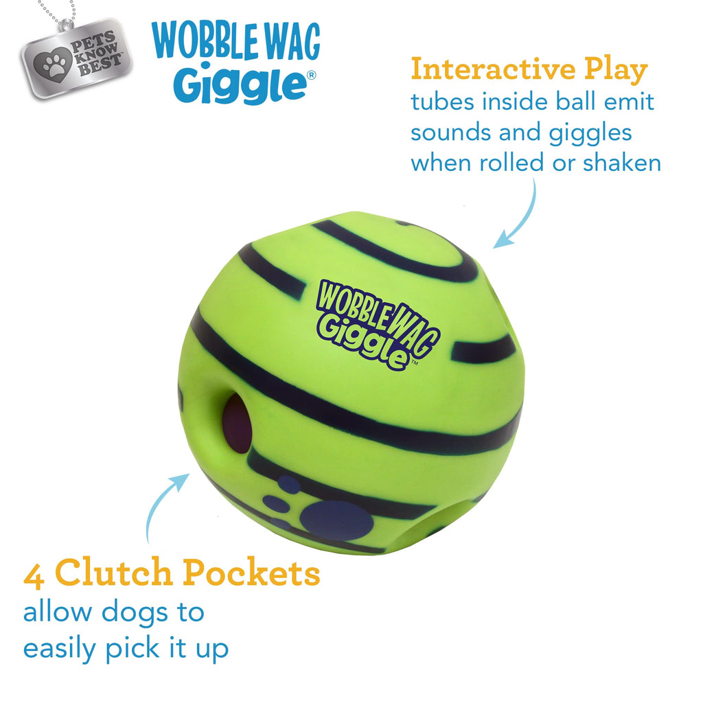 Wobble Wag Giggle Ball, Interactive Dog Toy, Fun Giggle Sounds When Rolled or Shaken, Pets Know Best, As Seen On TV