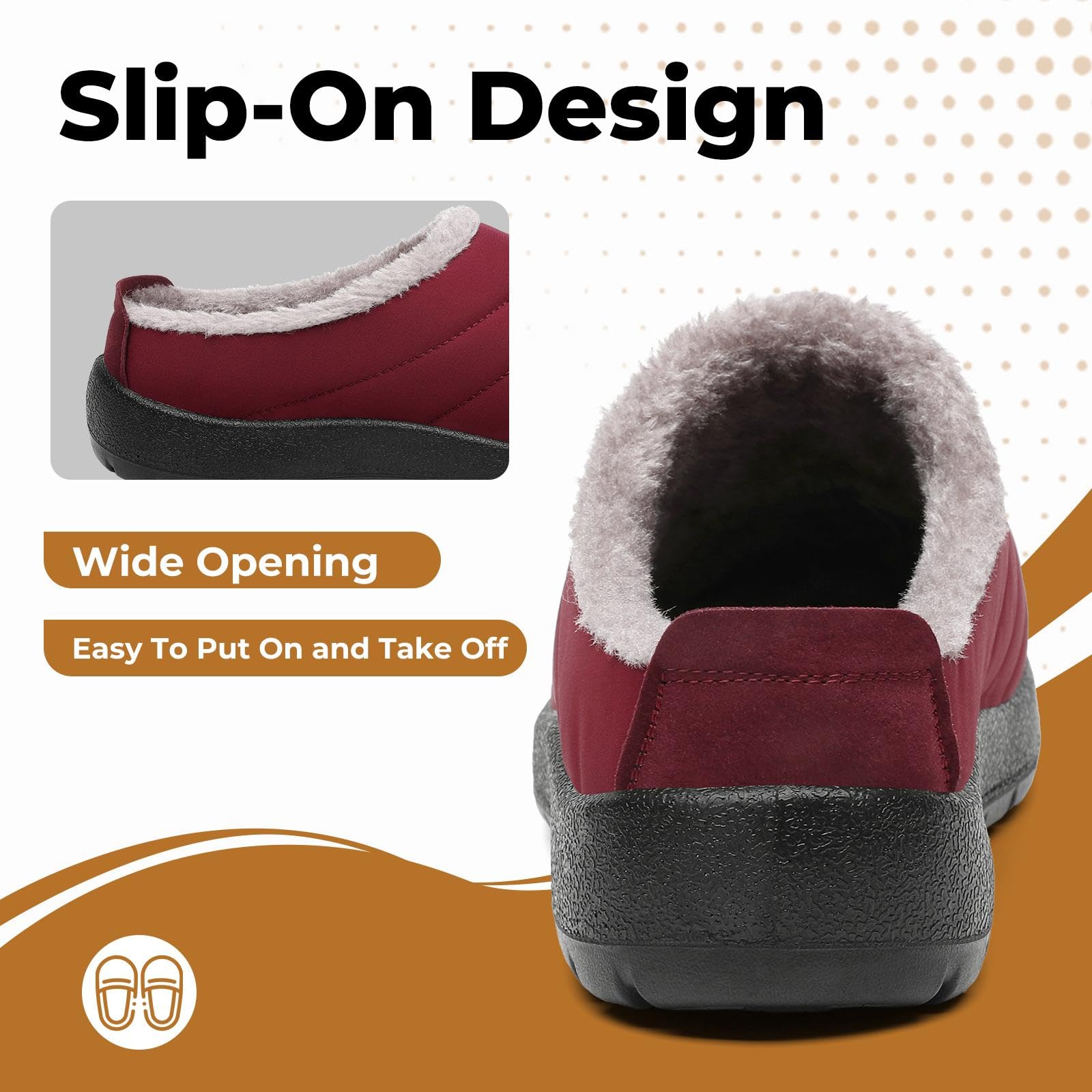 Mishansha Mens Womens House Slippers Warm Fur Lined Winter House Shoes Slip on Cozy Indoor Outdoor Slipper Red Size 8.5 Women/6.5 Men