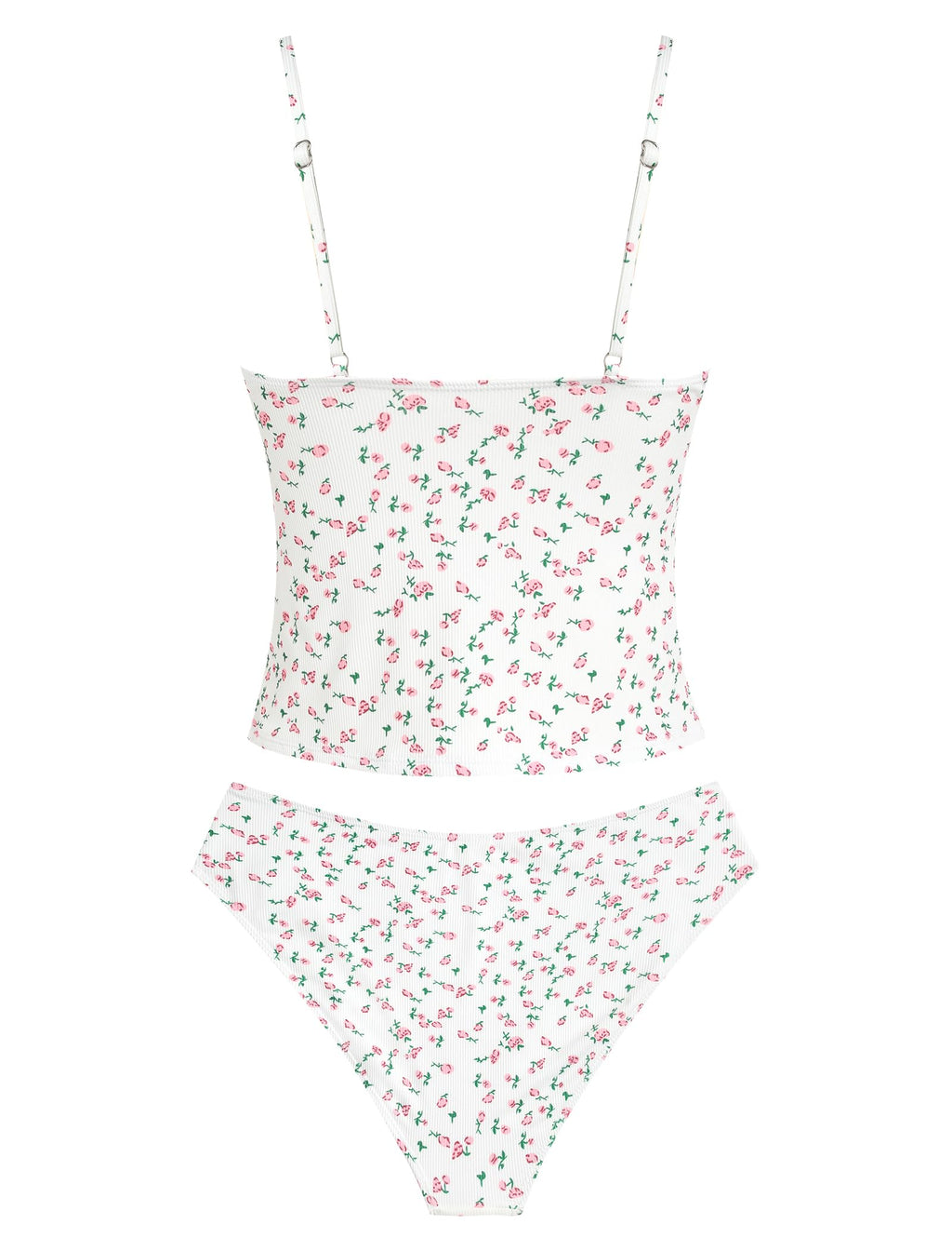 ZAFUL Swimsuits for Women's Tummy Control Tankini V Neck High Waisted Tie Bikini Set 2 Pieces Bathing Suits (7-White, M)