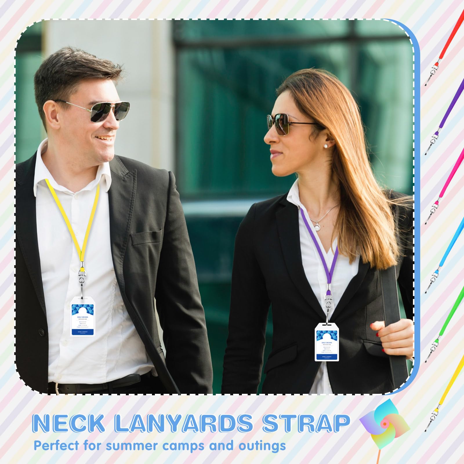 Patelai 300 Pcs Bulk Lanyards for ID Badges with Clip Colored Flat Lanyard for Keys Student Teacher Office(Colorful)