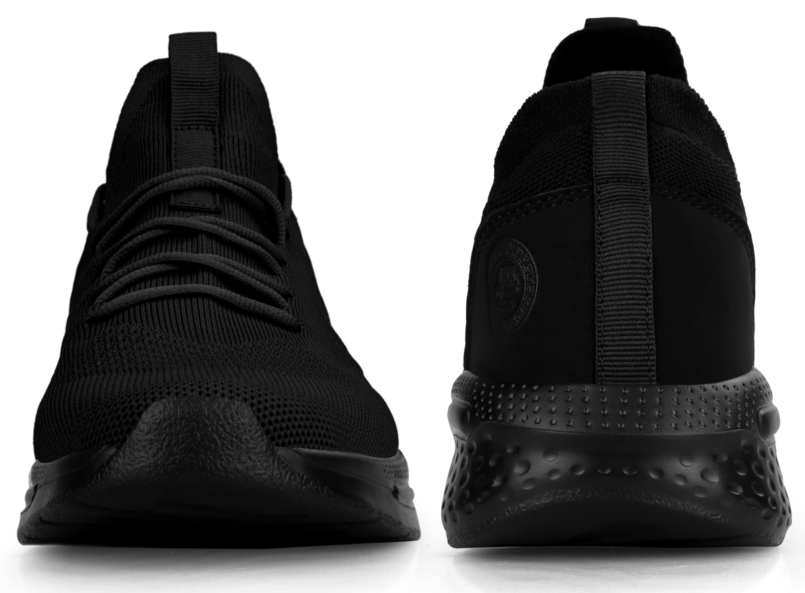 Pujcs Slip on Sneakers Mens Tennis Shoes Work Shoes Lightweight Walking Sneakers Running Shoes for Gym Sports Atheletic Workout All Black Size 9