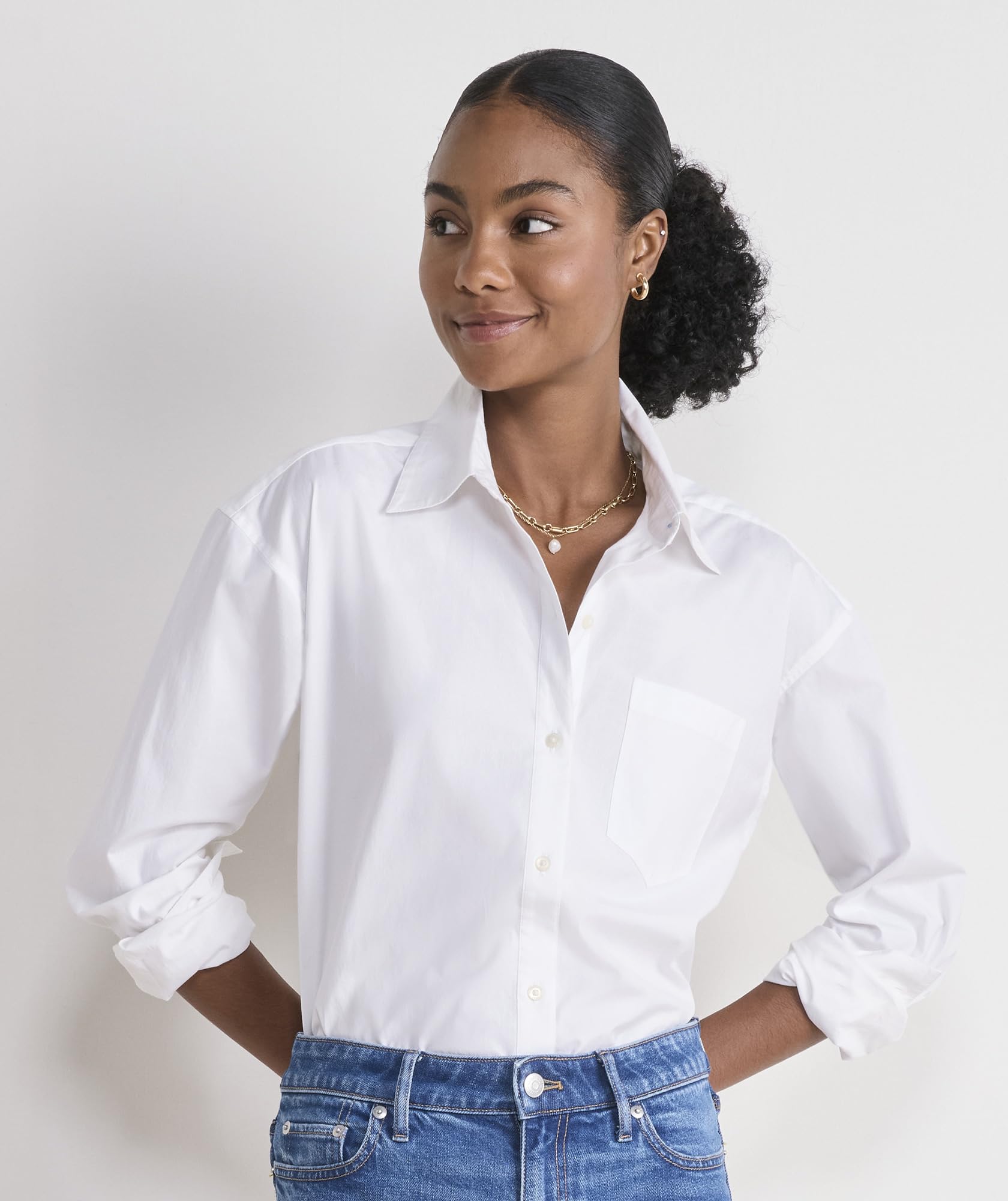vineyard vines Birdie Poplin Button-Down, White Cap, M