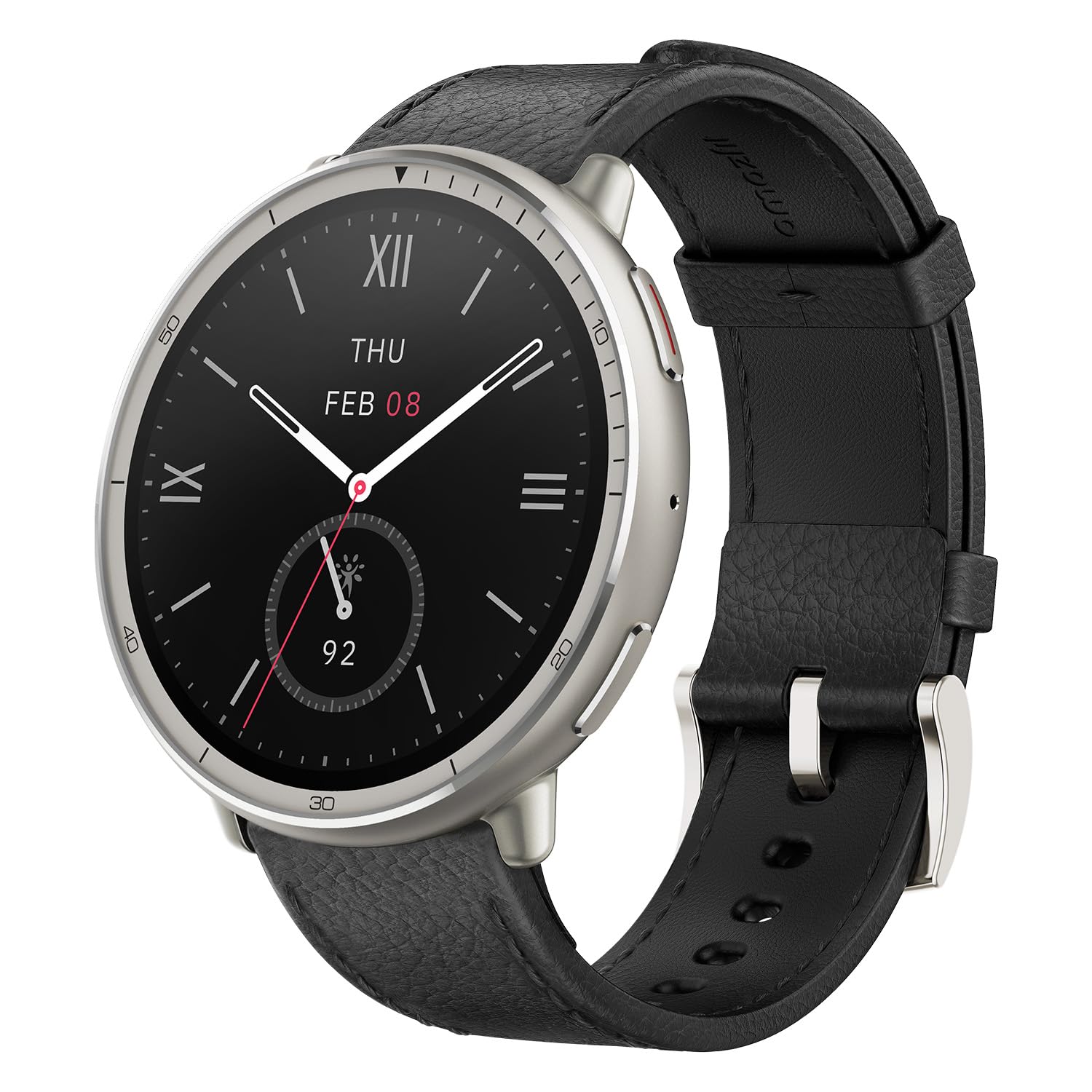 Amazfit Active 2 Premium Smart Watch Fitness Tracker (Round) for Android & iPhone, 10 Day Battery, Water Resistant, GPS Maps, Heart & Sleep Monitor, HYROX Mode, Sapphire Glass, Leather + Sport Strap