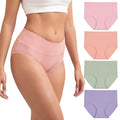 INNERSY Women's Cotton Underwear High Waist Ladies Briefs Full Coverage Panties 4-Pack(Macaron,Medium)