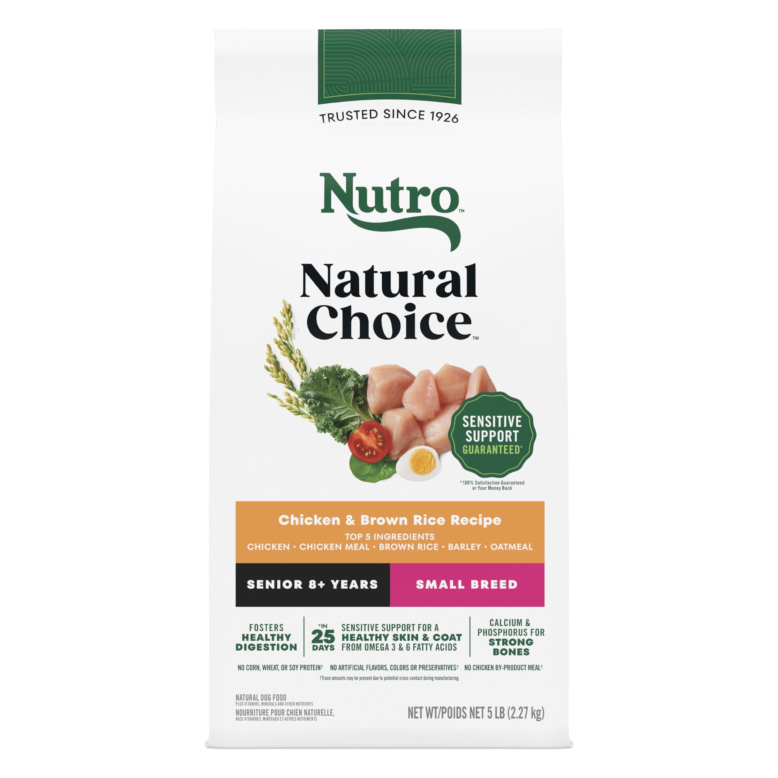 Nutro Natural Choice Small Breed Senior Dog Food Dry Chicken & Brown Rice Recipe, Dry Dog Food Small Breed, 5 lb. Bag