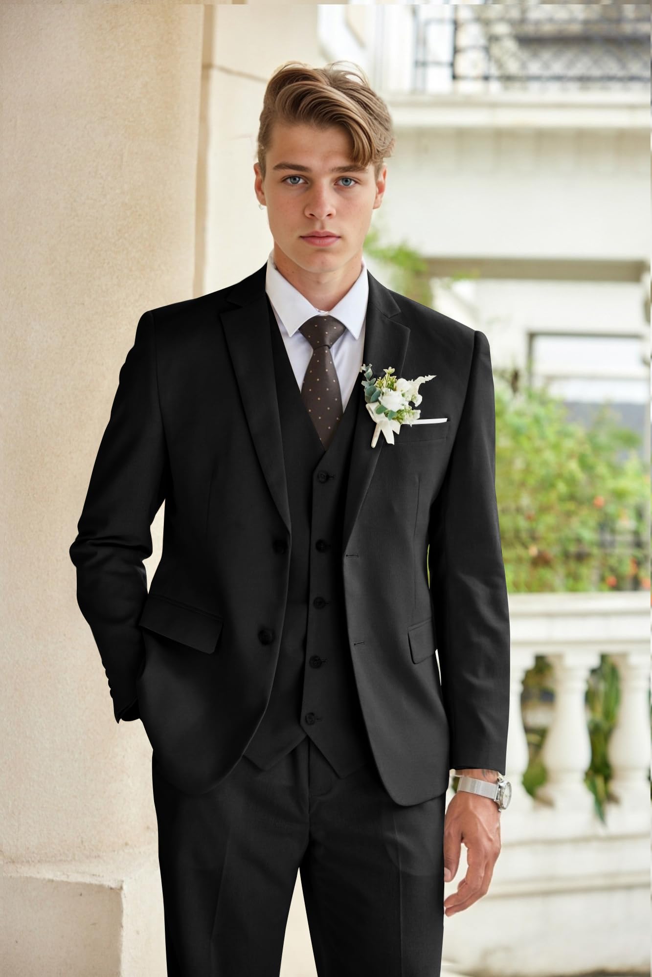 COOFANDY Men's 3 Piece Cotton Linen Suits Blazer Jacket Regular Fit Casual Sports Coats Suits Vest and Pants Black
