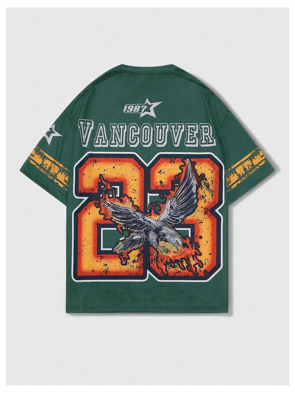 WDIRARA Men's Eagle Letter Graphic Street T Shirt Oversized Short Sleeve Crewneck Tee Top Green Medium
