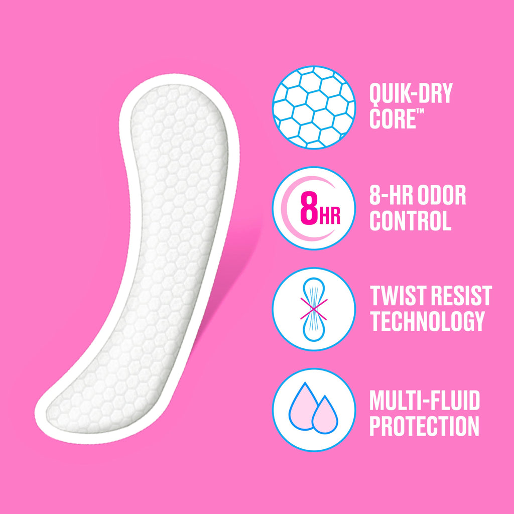Carefree Panty Liners for Women Long, Unwrapped, Unscented, 92ct
