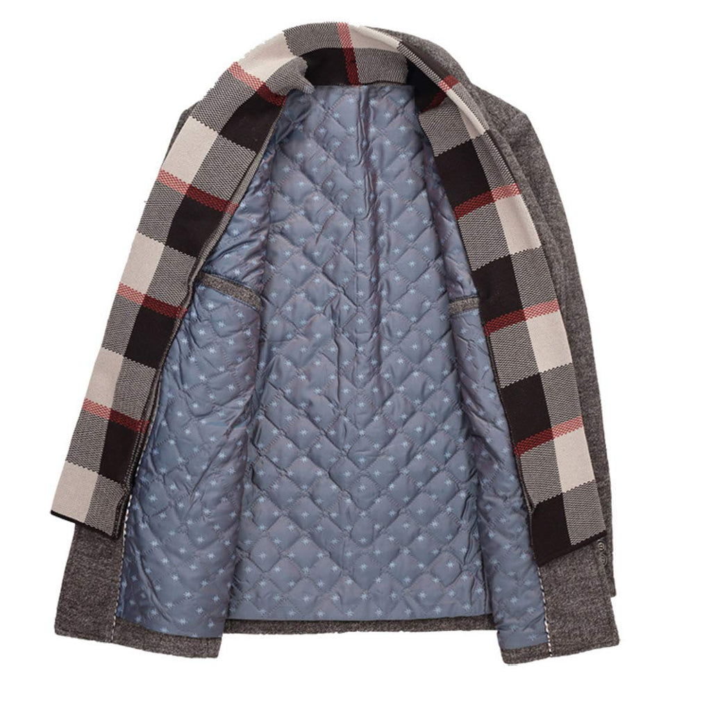 INVACHI Mens Wool Blend Coat Winter Trench Coat with Detachable Soft Scarf Single Breasted Overcoat
