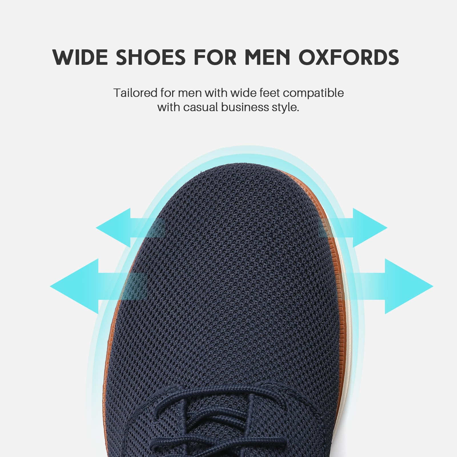 VILOCY Men's Wide Casual Dress Oxfords Business Shoes Fashion Sneakers Mesh Breathable Comfortable Walking Shoes Navy,EU40