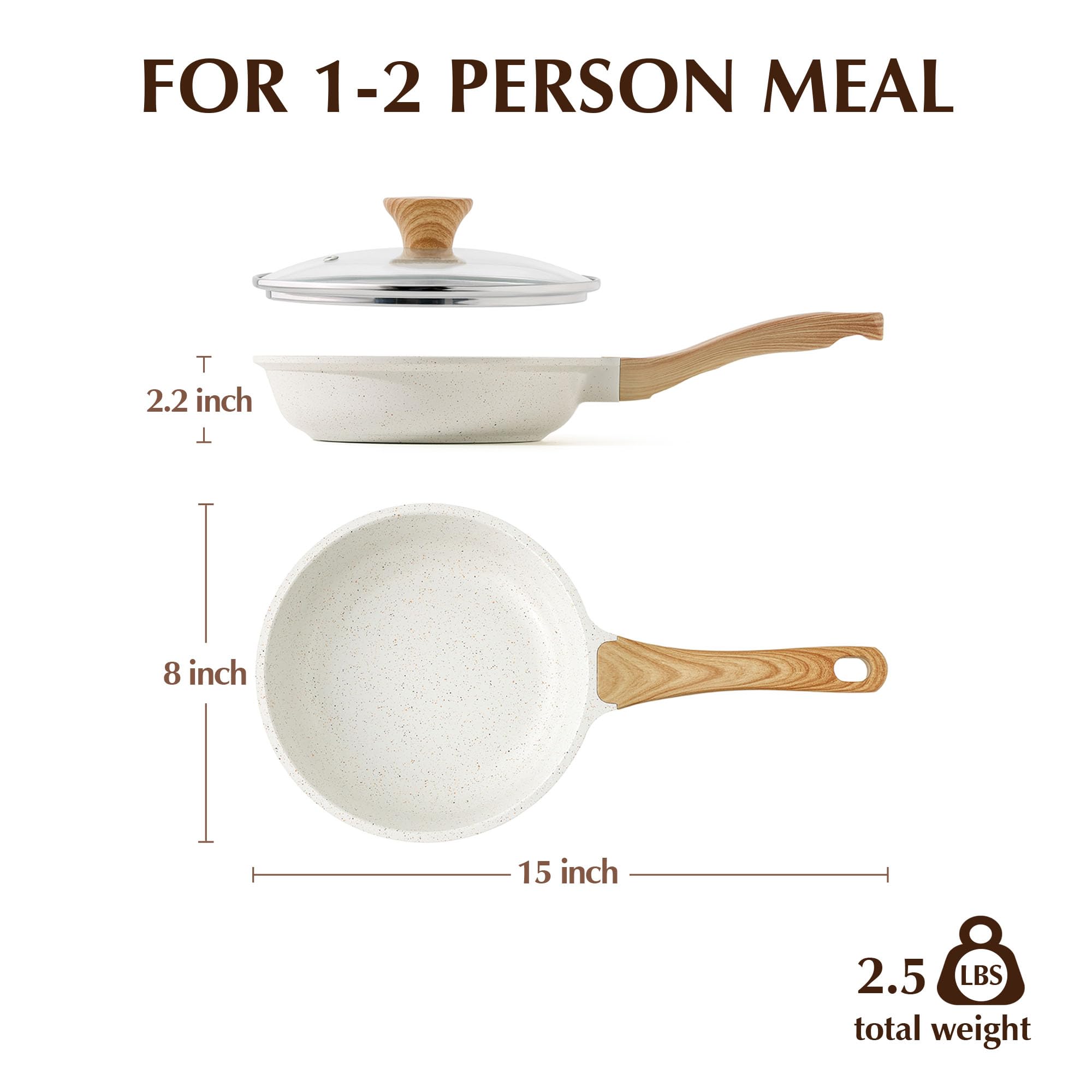 SENSARTE Nonstick Ceramic Frying Pan with Lid 8/9.5/10/11/12.5 Inch Omelet Pan Skillet, Free of Intentionally Added PFAS/PTFE Non-toxic Chef's Pan Induction Compatible Pan, Heat Resistant Handle