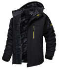 TACVASEN Men's Winter Ski Jacket Waterproof Snow Coats Snowboard Fleece Lining Jacket Warm Parka with Hooded Black M