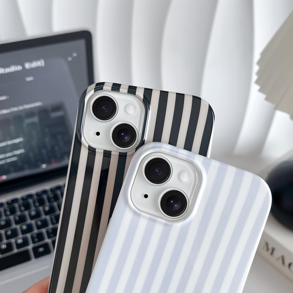 Yeddabox for iPhone 14 Case Cute Striped Phone Case Soft TPU Slim Shockproof Phone Cover for Women Girls, Blue and White
