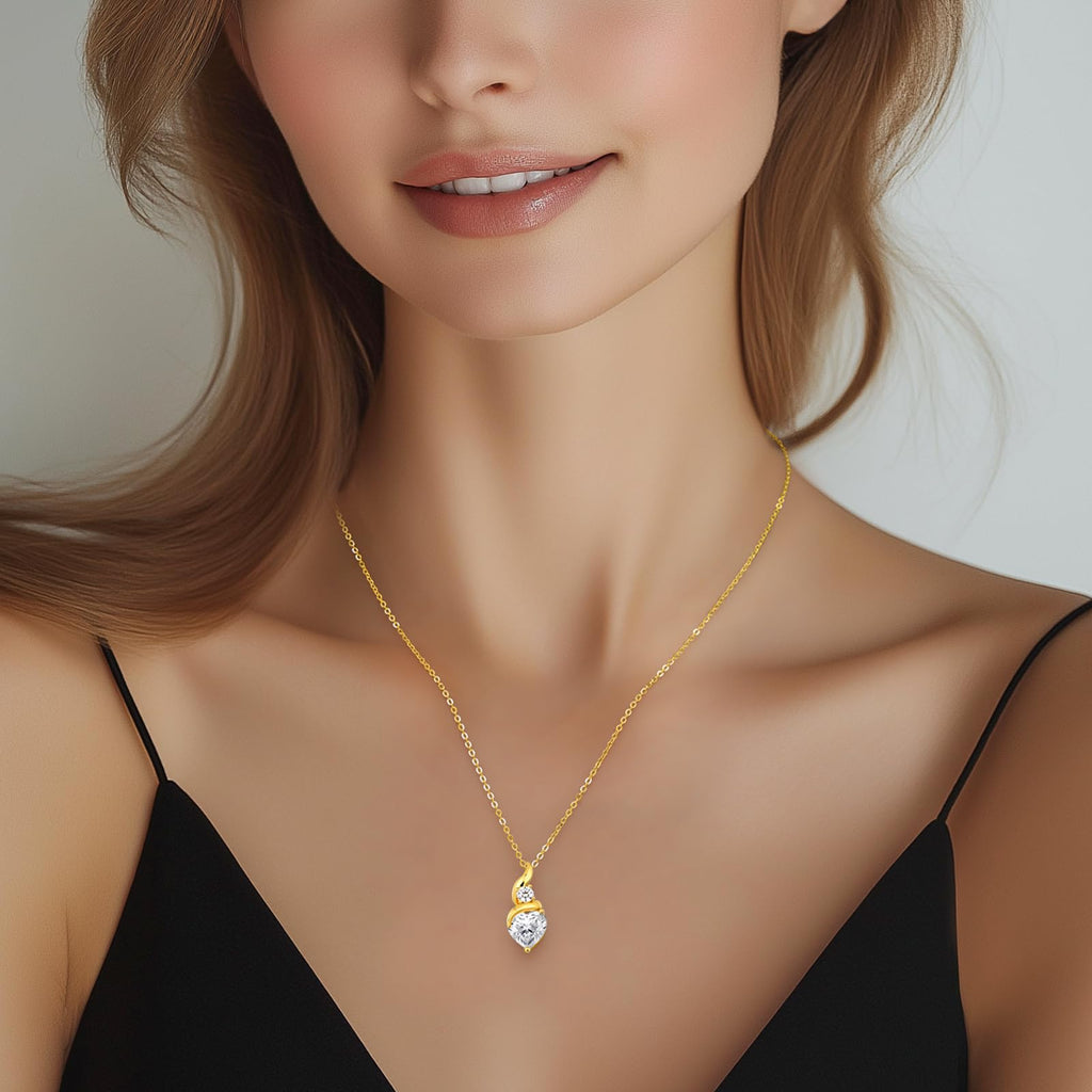 ANDSO Moissanite Necklaces for Women, 925 Sterling Silver Birthday Ideal Jewelry Gifts for Wife Girfriend Her (18K Gold-2 Carat)