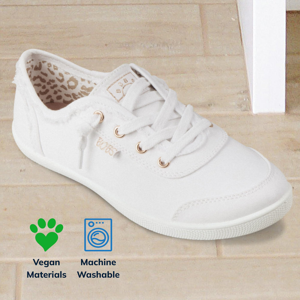 Skechers Women's Bobs B Cute Sneaker – Memory Foam, Flexible Outsole, Lightweight Vegan Shoes, White, 9.5
