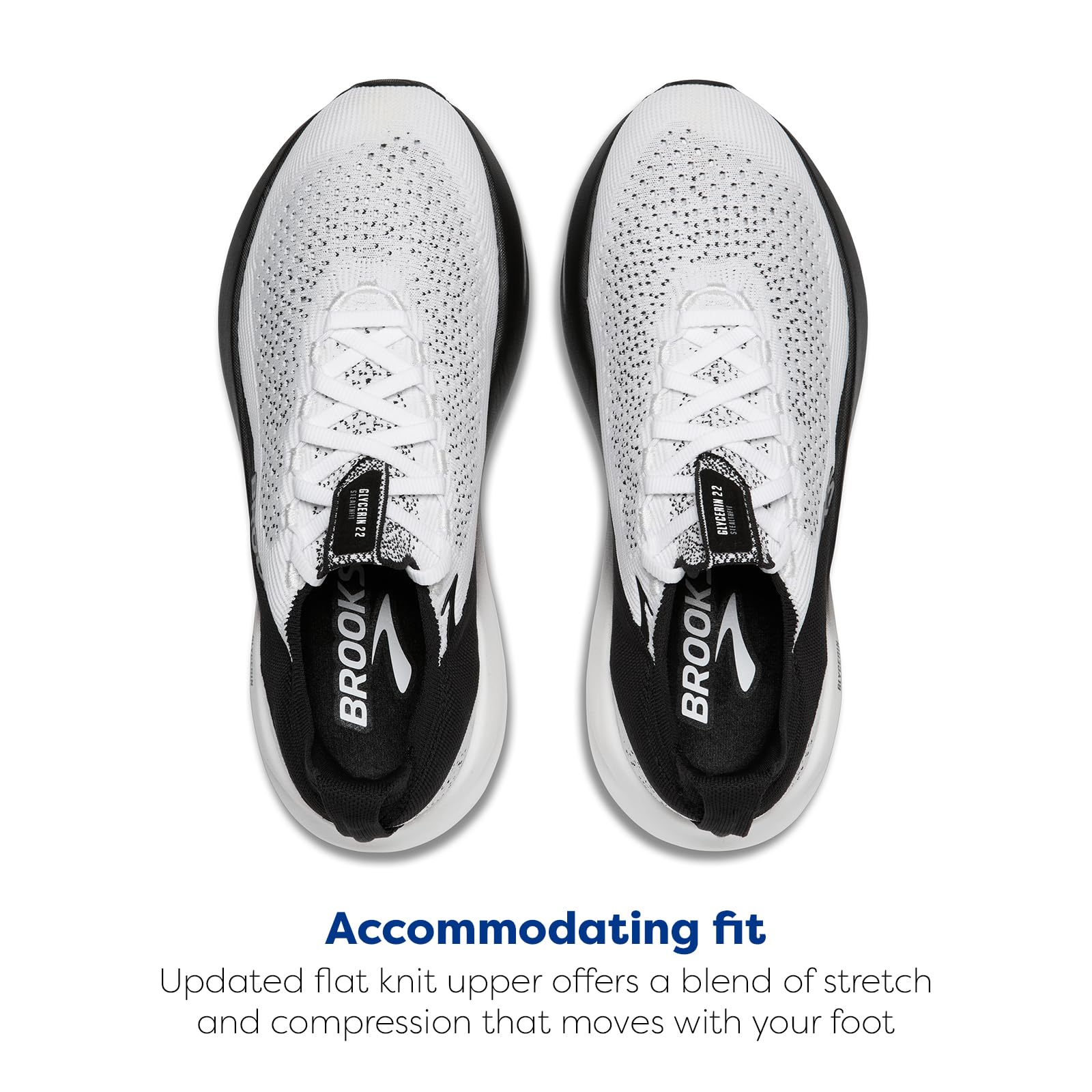 Brooks Men’s Glycerin Stealthfit 22 Neutral Running Shoe - White/Grey/Black - 11 Medium