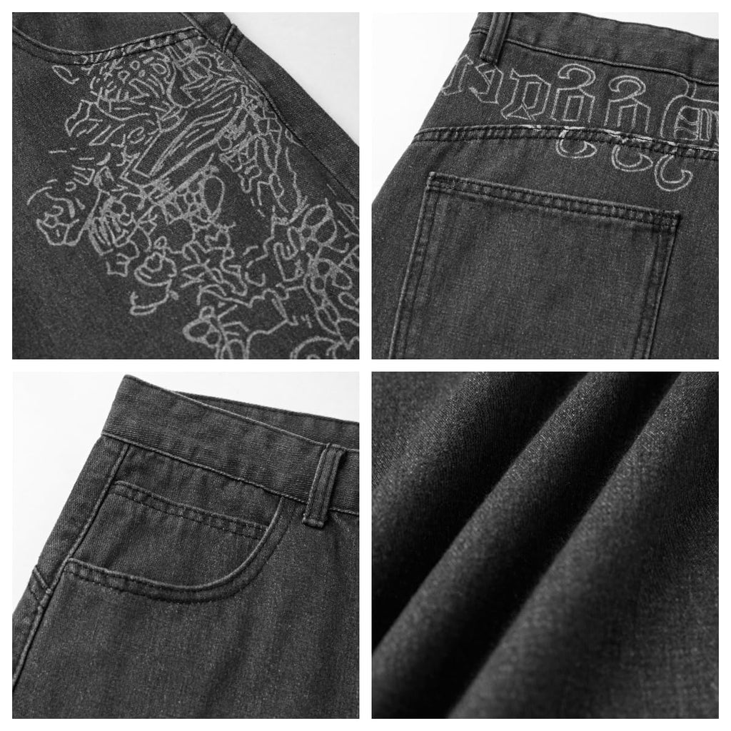 EMMIOL Women Boyfriends Hip Hop 90s Vintage Baggy Jeans Mid Waist Jeans Loose Denim Pants