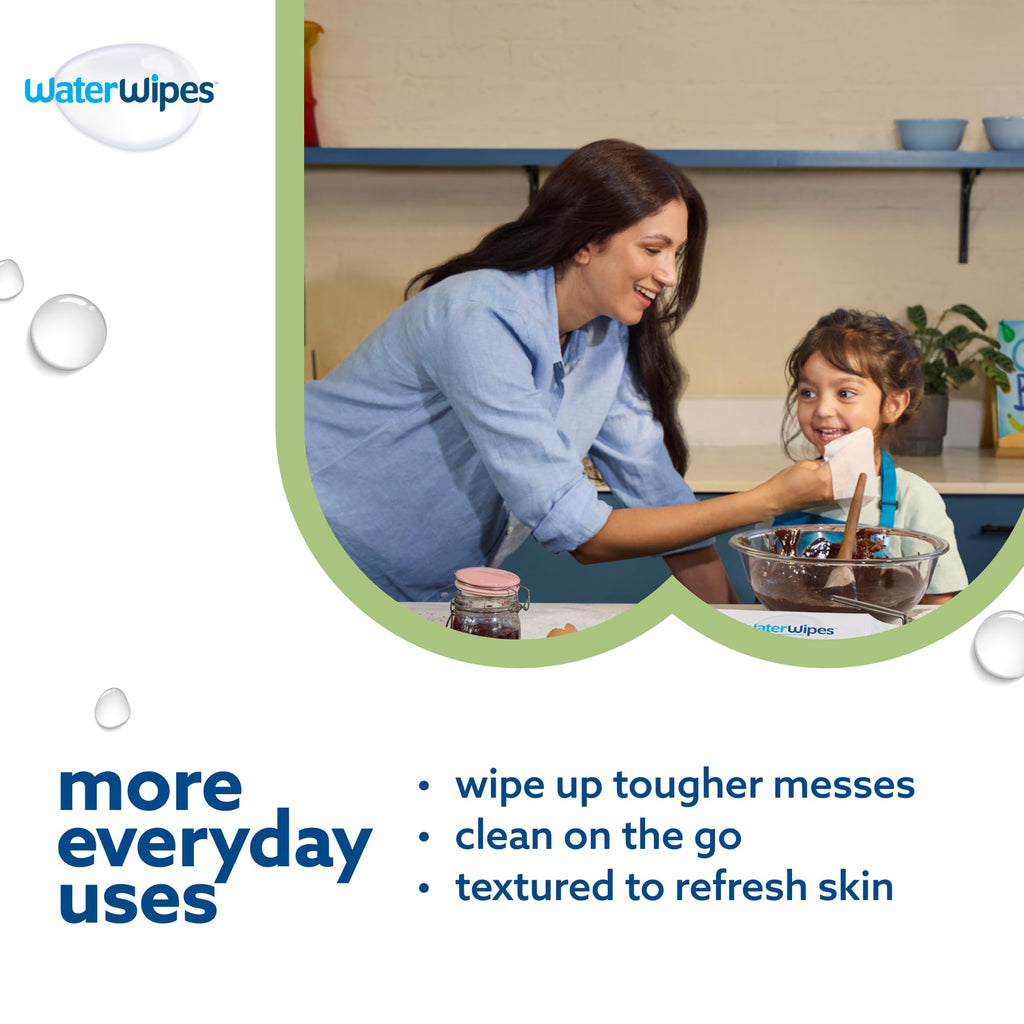 WaterWipes Sensitive+ Baby & Toddler Wipes, 180 Count (3 Packs), 3-In-1 Cleans, Cares, Protects, 99.9% Water, Textured Clean, Unscented