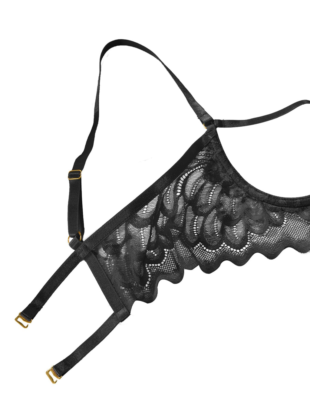 Lilosy Petite Women's Sexy Underwire Floral Lace Sheer Bachelorette Lingerie Set See Through Bra and Panty 2 Piece Black XXX-Small