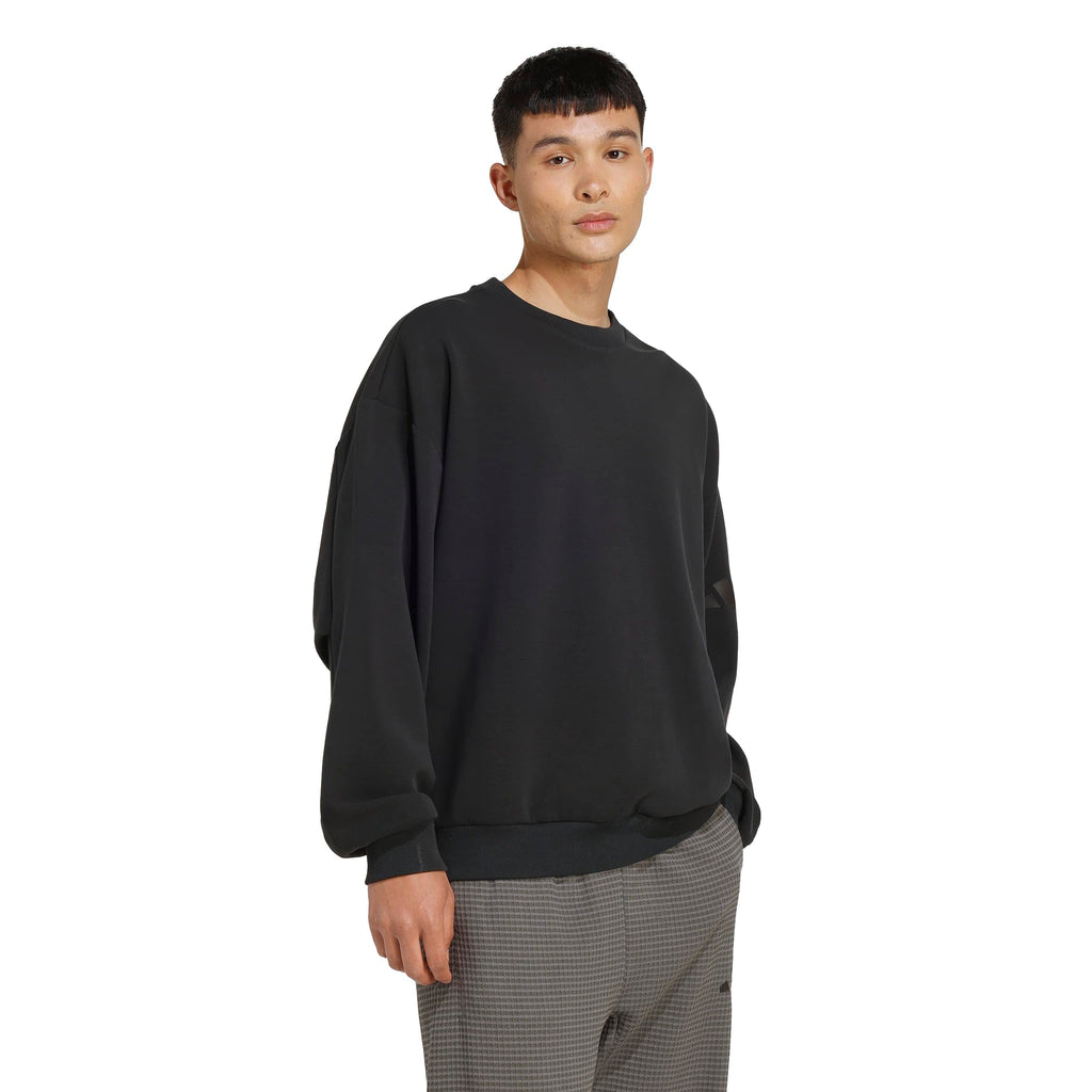 adidas Men's Soft Lux Loose Sweatshirt, Black, Large