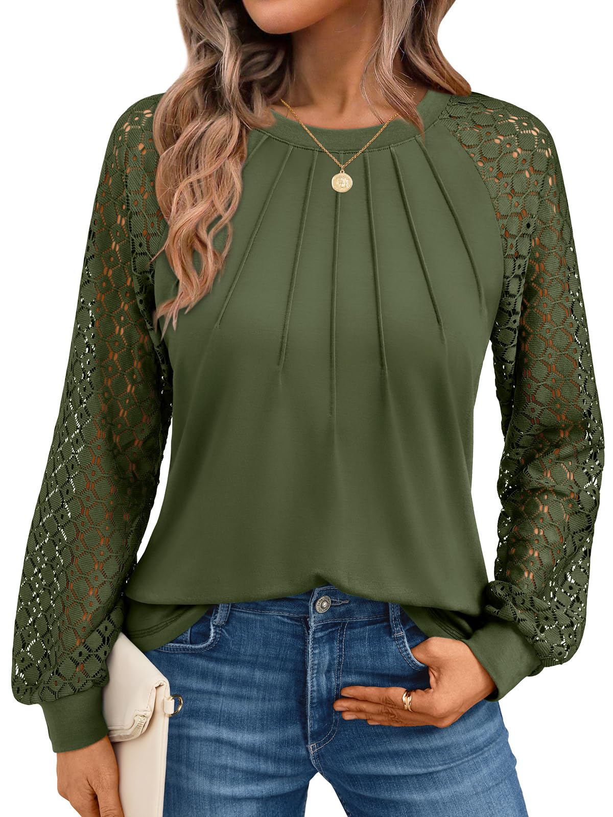 AUTOMET Womens Long Sleeve Shirts Lace Tops 2026 Fall Outfit Casual Blouse