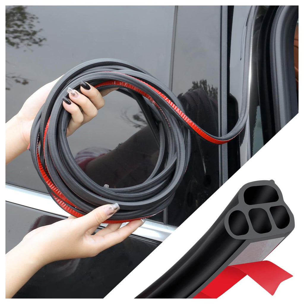 Car Door Rubber Seal Strip,Double Layer L Shape Automotive Weather Stripping,Universal Soundproofing Car Door Seal Strip Car Accessories for Car Door,Hood,Trunk(32.8Ft)