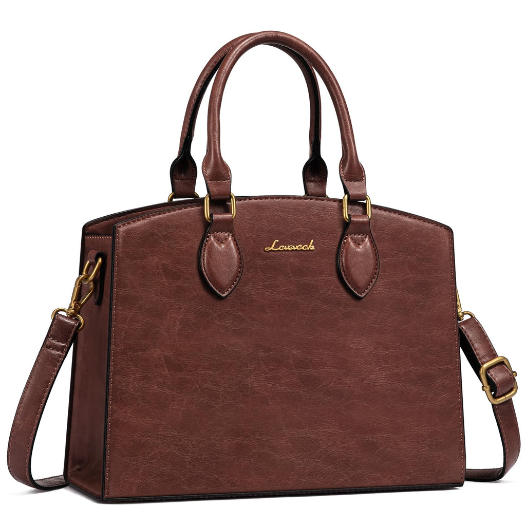 LOVEVOOK Purse Handbag for Women, Vintage Tote Shoulder Bag Trendy, PU Leather Satchel Bag, Medium Ladies Hand