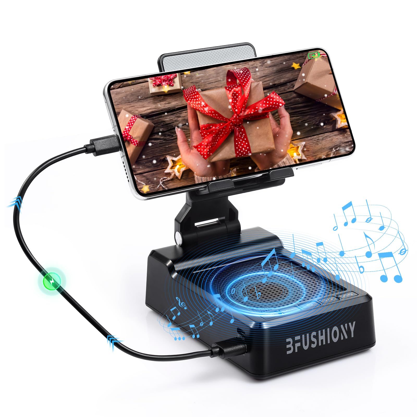 Father's Day Gifts for Dad, Birthday Gifts for Men Women, Cell Phone Stand with Bluetooth Speaker with 5000mAh Charger, HD Surround Sound for Desk