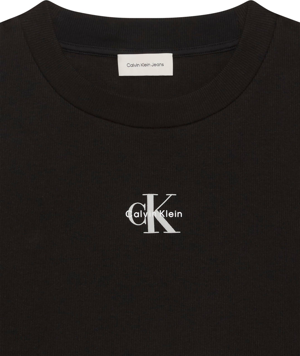 Calvin Klein Women's Monogram Logo Ribbed Baby Tee