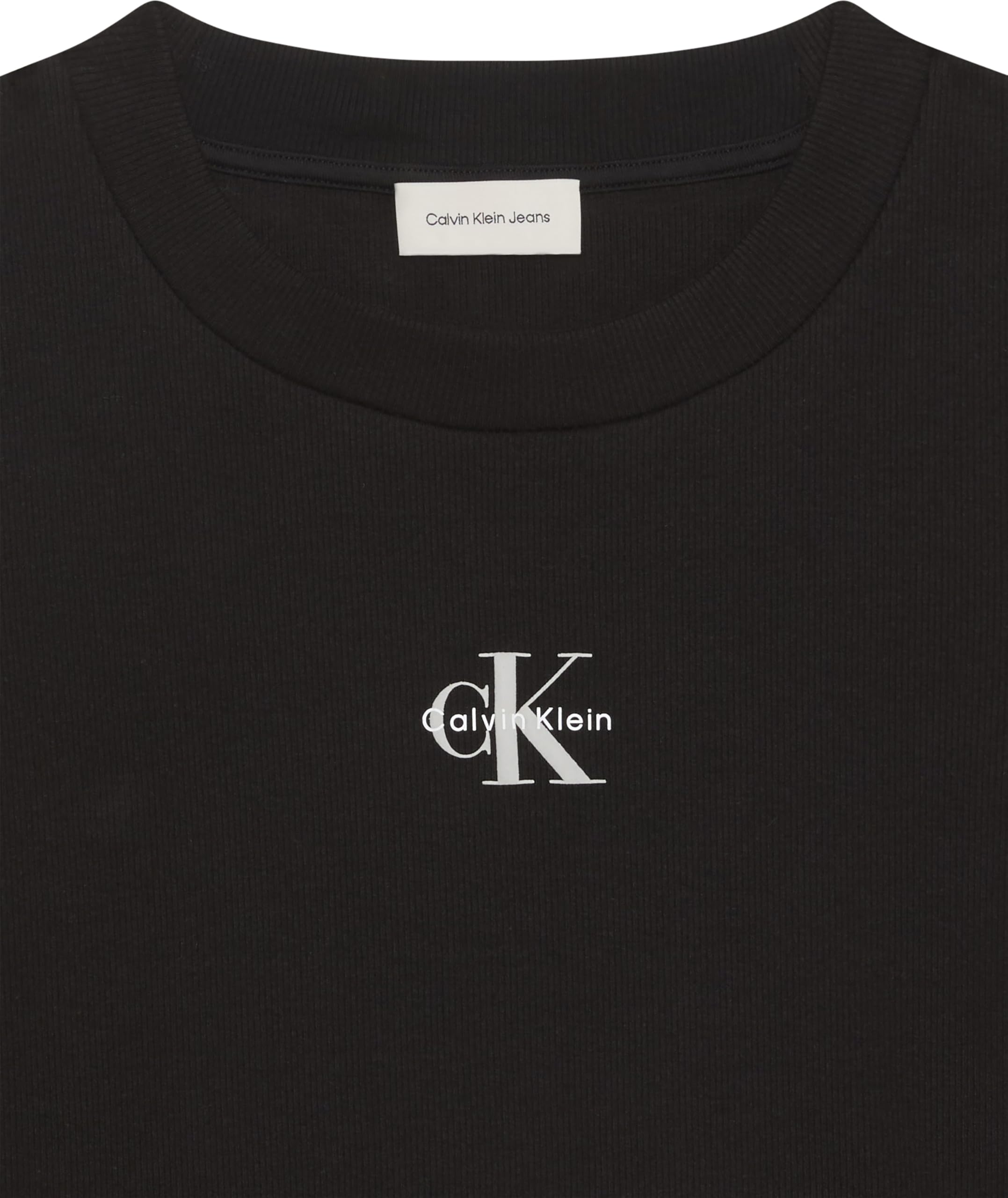 Calvin Klein Women's Monogram Logo Ribbed Baby Tee