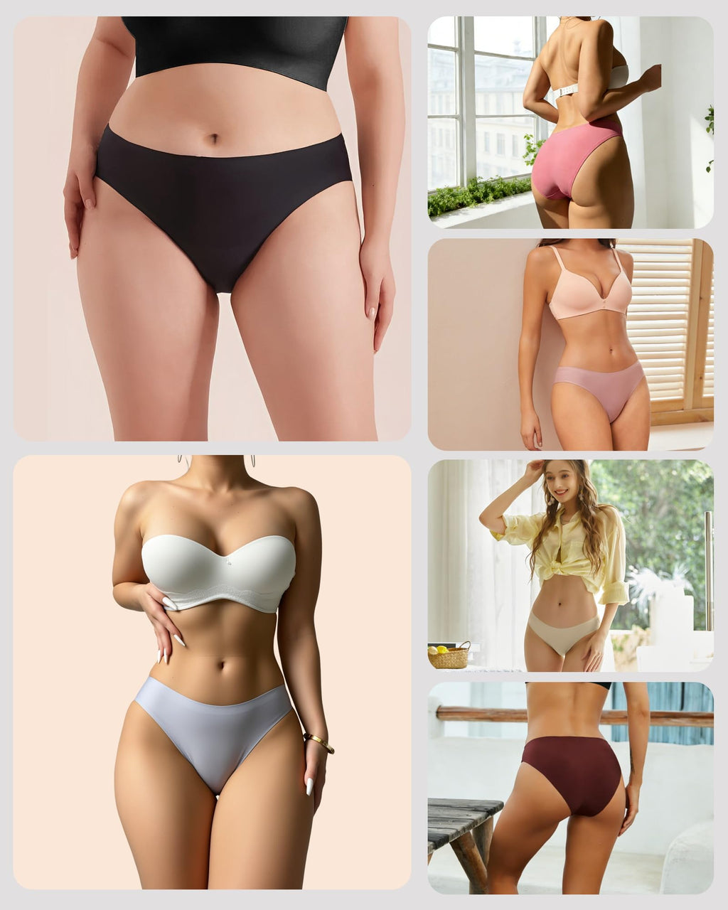 FINETOO 6 Pack Women’s Seamless Hipster Underwear No Show Panties Invisibles Briefs Soft Stretch Bikini Underwears XS-XXL(S)