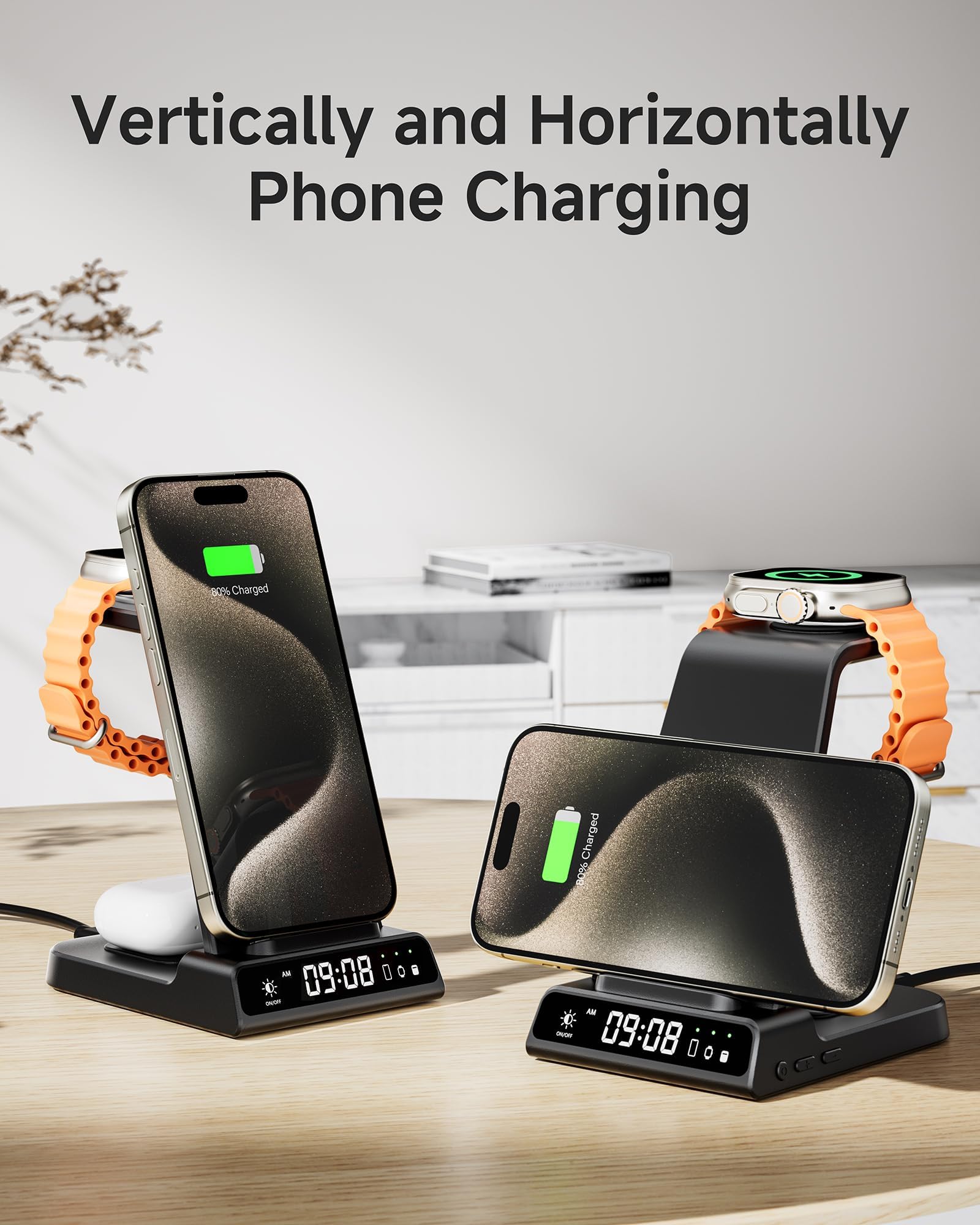 Wireless Charger for iPhone 17, 3 in 1 Charging Station for Apple Watch Watch 11/10/9/8/7/6/5, Ultra 3/SE 3, for iPhone 17/16/15/14/13/12/11/X Series, for Air Pods Pro 3/4/Pro 2 (No Adapter)