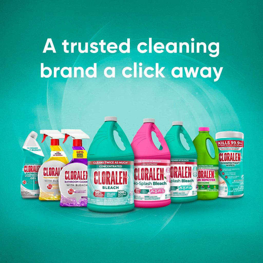 Cloralen Household Cleaning Liquid Bleach - 32.12 fl oz - 3-in-1 Multipurpose Cleaner for Laundry, Bathroom & Kitchen - Deodorizes, Whitens & Deep Cleans