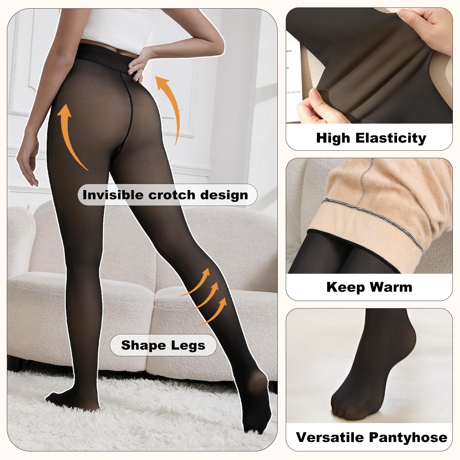 Apriddeo 2025 One-Seam Fleece Lined Tights More Warmth Fake Translucent Pantyhose High Waist Thermal Legging Women