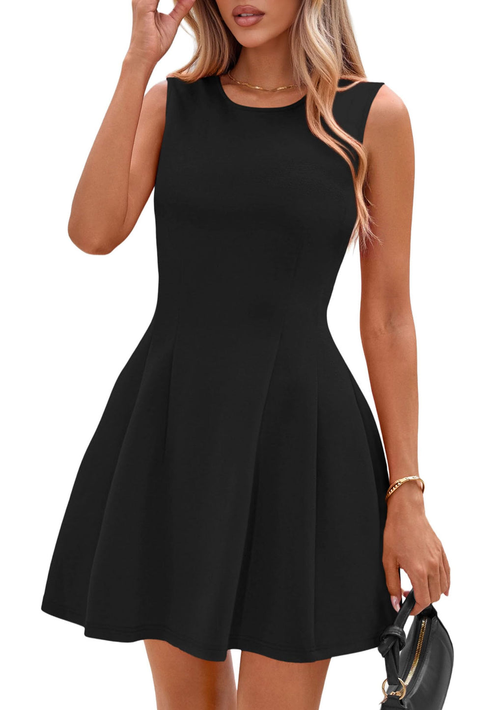 PRETTYGARDEN Summer Dresses for Women 2026 Elegant Classy Spring A Line Business Casual Work Graduation Cocktail Short Dress (Black,Medium)